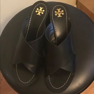 Tory Burch Leather Crossband Slides